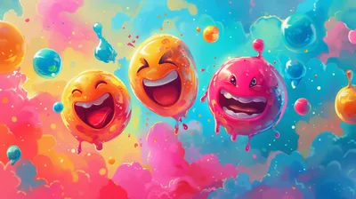 Bold Colorful Wallpaper Abstract Wallpaper 4K 2912x1632 Colorful, Hd, Desktop, Wallpaper, Featuring, Vibrant, Laughing, Emoji, Balloons, Lively, Abstract, Set, Yellow, Pink, Ultrawide, QHD