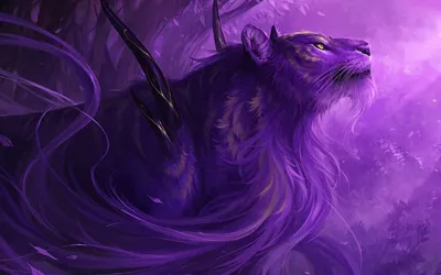 Calm Majestic Wallpaper Animals Wallpaper 4K 1920x1200 A, Majestic, Purple, Fantasy, Lion, With, Glowing, Yellow, Eyes, Surrounded, Swirling, Shadows, Orange, Ultrawide, Full HD