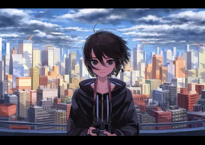 Radiant Anime Wallpaper World Wallpaper 4K 2047x1447 Hd, Anime-style, Cityscape, Wallpaper, Featuring, A, Character, Holding, Camera, Set, Against, Vibrant, Black, Landscape, Full HD