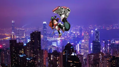 Moody Ochaco Wallpaper World Wallpaper 4K 1920x1080 Hd, Pc, Desktop, Wallpaper, Featuring, Ochaco, Uraraka, From, Hero, Academia, Soaring, Above, Orange, Ultrawide, Full HD