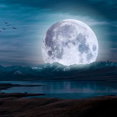 Moon Aesthetic Night Nature Wallpaper 4K 2732x2732 White, Gray