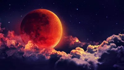 Blood Moon Live Space Wallpaper 4K 1920x1080 Red