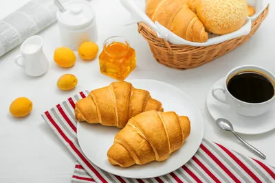 Golden Breakfast Wallpaper Black/Dark Wallpaper 4K 2500x1668 Hd, Pc, Desktop, Wallpaper, Breakfast, Spread, With, Two, Golden, Croissants, Viennoiserie, Basket, White, Landscape, Full HD