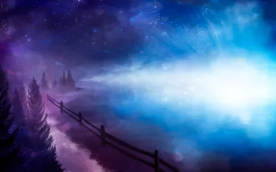 Bold Fantasy Wallpaper Nature Wallpaper 4K 1920x1200 A, Fantasy, Landscape, Hd, Wallpaper, Featuring, Foggy, Road, Lined, Trees, Under, Starry, White, Ultrawide, Full HD