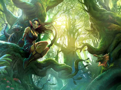 Fantasy Fierce Elf Perched Twisted Fantasy Wallpaper 4K 1920x1440 Hd, Fantasy, Pc, Desktop, Wallpaper, Featuring, A, Fierce, Elf, Perched, Twisted, Tree, Gray, White, Landscape, Full HD
