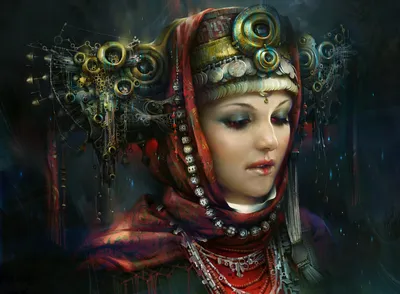 Futuristic Fantasy Woman Fantasy Wallpaper 4K 1920x1410 Futuristic, Fantasy, Image, Of, A, Woman, Adorned, With, Intricate, Steampunk-inspired, Metal, Jewelry, Gray, Landscape, Full HD