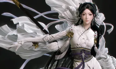 Fantasy Woman Warrior Long Fantasy Wallpaper 4K 1920x1140 A, Striking, Hd, Fantasy, Wallpaper, Of, Woman, Warrior, Long, Black, Hair, Oriental, Gray, White, Ultrawide, Full HD