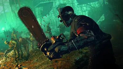 Dark Chainsaw Wielding Warrior Nature Wallpaper 4K 1920x1080 Dark, Hd, Pc, Desktop, Wallpaper, Of, A, Chainsaw-wielding, Warrior, Gas, Mask, Battling, Brown, Orange, Ultrawide, Full HD