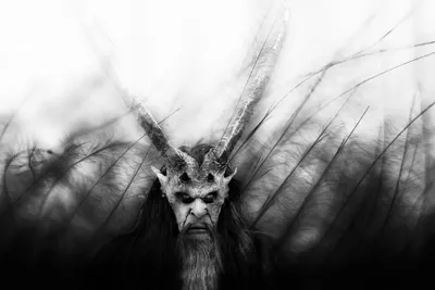 Dark Horned Demon Creature Gaunt Black/Dark Wallpaper 4K 1920x1280 Dark, Horned, Demon, Creature, With, Gaunt, Face, And, Smoky, Tendrils, High-contrast, Monochrome, White, Landscape, Full HD