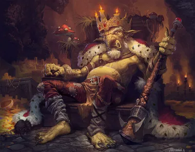 Sleek Detailed Wallpaper Fantasy Wallpaper 4K 1300x1012 A, Detailed, Fantasy, Creature, Resembling, King, With, Crown, Staff, Seated, Dark, Mystical, Brown, Square