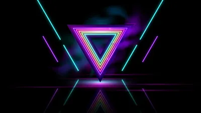 Abstract Neon Triangle Wallpaper 4K, Abstract category