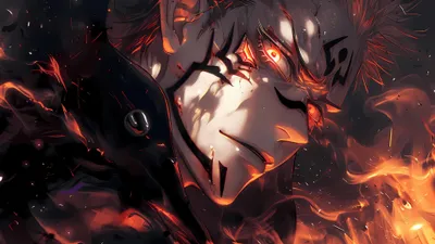 Sukuna Jujutsu Kaisen Fiery Black/Dark Wallpaper 4K 3840x2160 4K, Ultra, Hd, Pc, Desktop, Wallpaper, Featuring, Sukuna, Jujutsu, Kaisen, Fiery, Eyes, White, Ultrawide