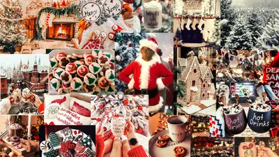 Collage Page Com Christmas Abstract Wallpaper 4K 1920x1080 Gray, White