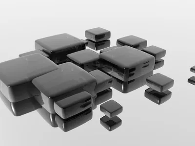 Abstract Cgi Cluster Black/Dark Wallpaper 4K 1920x1440 Abstract, 3d, Cgi, Wallpaper, Featuring, A, Cluster, Of, Glossy, Black, Cubes, Set, White, Landscape, Full HD