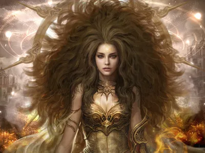 Dark Close Wallpaper Fantasy Wallpaper 4K 1440x1080 A, Close-up, Of, Fantasy, Woman, With, Long, Brunette, Hair, Adorned, Gold, Set, Brown, Landscape