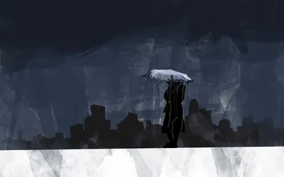 Vibrant Dark Wallpaper Black/Dark Wallpaper 4K 1920x1200 Dark, Artistic, Hd, Pc, Desktop, Wallpaper, Silhouetted, Figure, Umbrella, Rain-swept, Ledge, Before, White, Ultrawide, Full HD