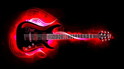 Black Guitar Illuminated Black/Dark Wallpaper 4K 1920x1080 A, Striking, Hd, Desktop, Wallpaper, Featuring, Black, Guitar, Illuminated, Vibrant, Red, Swirling, Brown, Ultrawide, Full HD