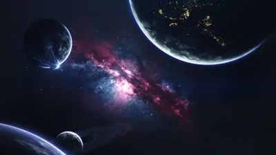 Vivid Cosmic Planets Moons Star Space Wallpaper 4K 3840x2160 4K, Ultra, Hd, Pc, Desktop, Wallpaper, Vivid, Cosmic, Scene, Planets, Moons, Against, White, Gray, Ultrawide