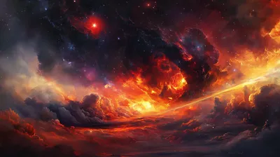 Dramatic Cosmic Storm Fills Space Wallpaper 4K 2912x1632 A, Dramatic, Cosmic, Storm, Fills, The, Scene, Showcasing, Vibrant, Colors, Dynamic, Swirls, Orange, Brown, Ultrawide, QHD