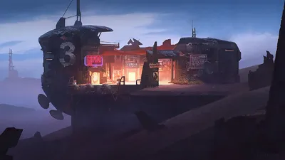Dark Sci Building Neon Wallpaper 4K, Black/Dark category