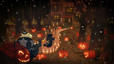 Halloween Trick Treat Lofi Abstract Wallpaper 4K 2560x1440 Orange, Brown