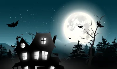Spooky Halloween Night Black/Dark Wallpaper 4K 4961x2931 White