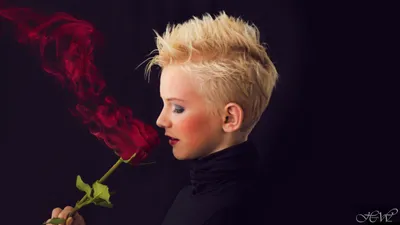 Woman Short Blonde Hair Abstract Wallpaper 4K 5120x2880