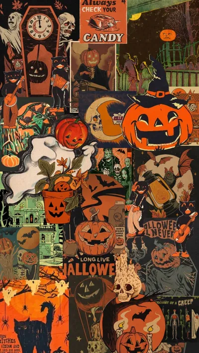 Halloween October Magic Word Fantasy Wallpaper 4K 1080x1920 Red, White, Brown
