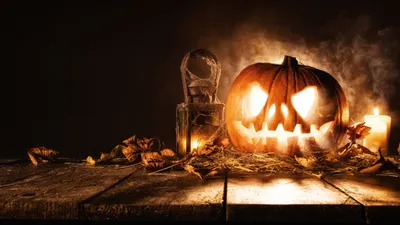 Halloween Orange Cave Wallpaper 4K, Abstract category