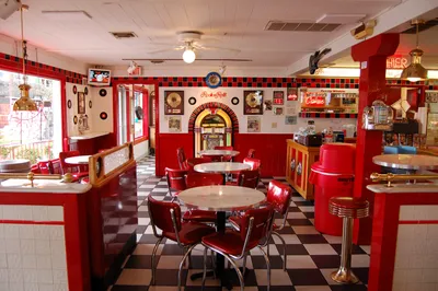 Retro Room Red Jukebox Wallpaper 4K, Abstract category