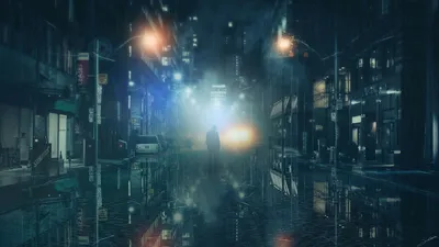 Cyberpunk Rainy Night Fantasyart0102 1920x1080 Fantasy Wallpaper 4K 1920x1080 Brown, Gray