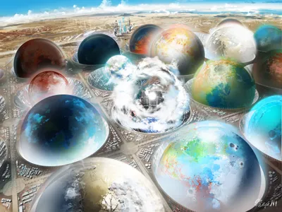 Sci Multiple Diverse Planets Enclosed Wallpaper 4K, World category