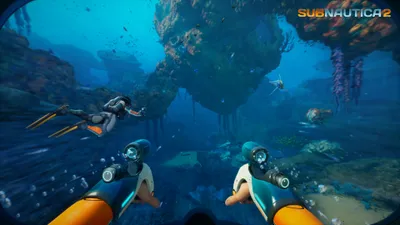 Crisp First Wallpaper Abstract Wallpaper 4K 3840x2160 First-person, Underwater, View, From, Subnautica, 2, Gloved, Hands, Wielding, Propulsion, Tools, Fellow, Brown, Yellow, Ultrawide, 4K