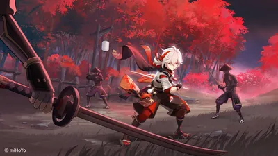 Kaedehara Kazuha Video Games Wallpaper 4K 2560x1440 Hd, Desktop, Wallpaper, Featuring, Kaedehara, Kazuha, From, The, Video, Game, Genshin, Impact, Red, Brown, Ultrawide, QHD