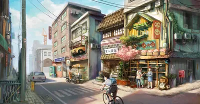 Anime Charming Street Shops World Wallpaper 4K 2063x1080 Hd, Anime, Desktop, Wallpaper, Showcasing, A, Charming, Street, Shops, People, Cyclist, Vibrant, White, Gray, Ultrawide, Full HD