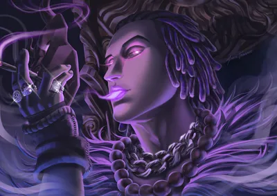 Misty Music Wallpaper Black/Dark Wallpaper 4K 1920x1357 Music-themed, Hd, Pc, Desktop, Wallpaper, Stylized, Purple, Portrait, Dreadlocked, Rapper, Wearing, Chains, Gray, Orange, Landscape, Full HD
