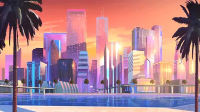 Vibrant Sci City Skyline Sunset Wallpaper 4K, Nature category
