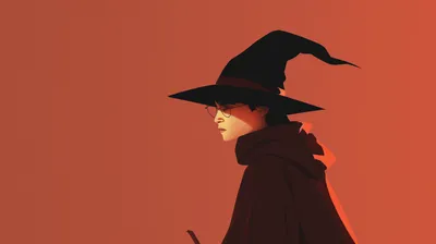 Minimalist Depicting Wizard Minimal Wallpaper 4K 2912x1632 A, Minimalist, Hd, Desktop, Wallpaper, Depicting, Wizard, Wearing, Glasses, Pointed, Hat, Inspired, Brown, Ultrawide, QHD
