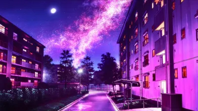 Bold Anime Wallpaper Space Wallpaper 4K 2160x1215 Anime-style, Hd, Desktop, Wallpaper, From, Call, Of, The, Night, Featuring, Glowing, Purple, Yellow, Pink, White, Ultrawide, Full HD