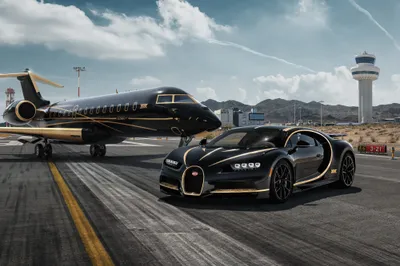 Black Chiron Supercar Airport Runway Wallpaper 4K, Cars category