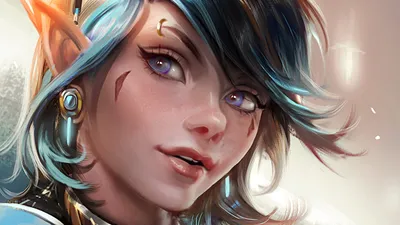 Captivating Fantasy Elf Blue Fantasy Wallpaper 4K 1920x1080 A, Captivating, Hd, Fantasy, Wallpaper, Featuring, An, Elf, Striking, Blue, Hair, Glowing, White, Gray, Brown, Ultrawide, Full HD