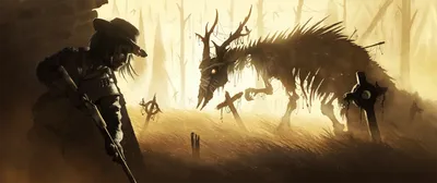 Dark Eerie Graveyard Hunter Facing Black/Dark Wallpaper 4K 2579x1080 A, Dark, Eerie, Graveyard, Scene, Featuring, Hunter, Facing, Menacing, Skeletal, Creature, Captured, White, Black, Ultrawide, QHD