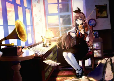 Dark Anime Wallpaper Abstract Wallpaper 4K 1920x1356 Anime-style, Hd, Desktop, Wallpaper, Depicting, A, Girl, Playing, Violin, Sunlit, Room, Filled, White, Landscape, Full HD