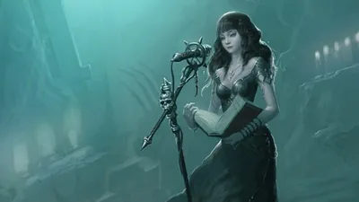 Fantasy Themed Woman Dark Setting Fantasy Wallpaper 4K 1920x1080 A, Fantasy-themed, Hd, Wallpaper, Featuring, Woman, In, Dark, Setting, Holding, Book, Standing, Gray, Brown, Ultrawide, Full HD