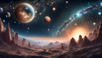 Bold Abstract Wallpaper Space Wallpaper 4K 8000x4571 An, 8k, Ultra, Hd, Abstract, Sci-fi, Space, Scene, Featuring, Distant, Planets, Stars, Pink, Gray, Ultrawide, 4K