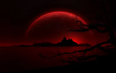 Dreamy Dark Wallpaper Black/Dark Wallpaper 4K 1680x1050 Dark, Landscape, At, Night, Featuring, A, Large, Red, Moon, Illuminating, Silhouetted, Island, Brown, Ultrawide