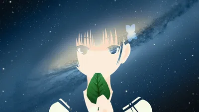 Crisp Rea Wallpaper Space Wallpaper 4K 3182x1790 Rea, Sanka, (sankarea), Anime, Portrait, Holding, A, Leaf, Against, Starry, Space, White, Brown, Ultrawide, QHD