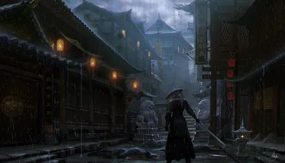 Crisp Fantasy Wallpaper World Wallpaper 4K 1920x1101 Hd, Fantasy, Ninja, Scene, Depicting, A, Lone, Figure, Standing, Rain-soaked, Dimly, Lit, Gray, Ultrawide, Full HD