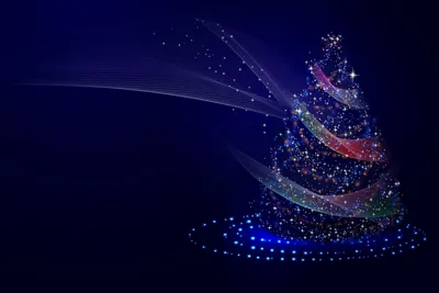 Minimalist Blue Christmas Tree Emits Nature Wallpaper 4K 1920x1280 A, Minimalist, Blue, Christmas, Tree, Emits, Festive, Glow, Against, Dark, Captured, High, Brown, Landscape, Full HD