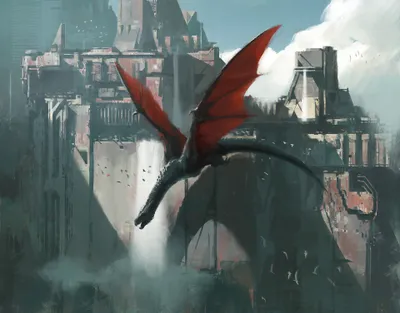 Radiant Red Wallpaper Fantasy Wallpaper 4K 3840x3012 4K, Ultra, Hd, Pc, Desktop, Wallpaper:, A, Red-winged, Wyvern, Dragon, Soars, Above, White, Gray, Square